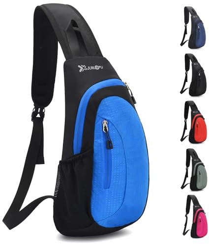 Sciphylia Brusttasche Sling Bag Herren Schultertasche Einzelgurt Rucksäcke Schulterrucksack Anti-Diebstahl Crossbody Bag für Männer Frauen Wandern Reisen Radfahren Klettern Hellblau
