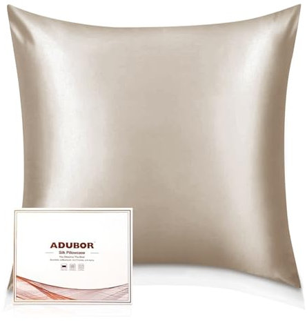 Adubor Seidenkissenbezug 80x80cm für Haar und Haut, mit verstecktem Reißverschluss, beide Seiten (Beige, 1 Stück)