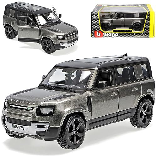 alles-meine.de GmbH Land R*o*v*e*r Defender 110 Grau Metallic 5 Türer Ab 2020 1/24 Burago Modell Auto mit individiuellem Wunschkennzeichen
