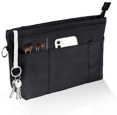 Kitnelw Handtaschen Organizer Nylon Taschenorganizer Wasserdicht Multi-Taschen Innentaschen Organizer mit Schlüsselbund und Reißverschluss für Tote Bag Handbag
