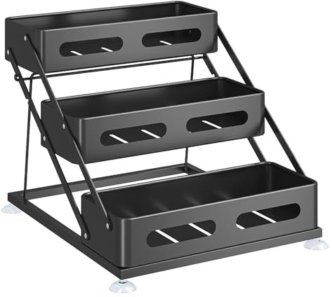 Dgayaeic Kitchen Seasoning Rack, Condiment Shelf Organizer Rack, 3-Tier Salt and Sauce Bottles Storage Organiser, Adjustable/customizable, Stylish, 34.5x30x25.5cm Perfect for Any Kitchen