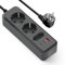 Regletas Enchufes USB 6 en 1,Enchufe Multiple con 3 enchufes Schuko (E/F), USB-A y 2 Type-C Puertos,Alargador Enchufe Cable de Extensión 1,5M para Hogar, Oficina, Escuela - Negro