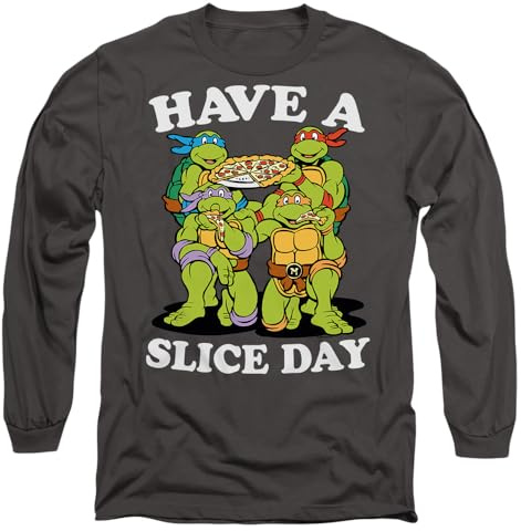 TMNT Have A Slice Day Mens Long Sleeve T Shirt, Charcoal, X-Large