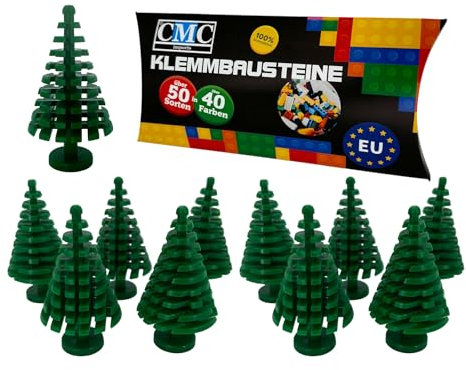 10 x Tanne Groß 4x4x6 Noppen Pflanze Baum Tannenbaumm Klemmbausteine vers. Farben zur Auswahl Wald Bausteine Noppensteine Nadelbaum (180 - Grün)