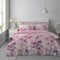 Lions King Size Duvet Cover with Fitted Sheet and Pillowcase - 4 Piece Complete Bedding Sets Reversible Floral Rose Printed Poly Cotton Quilt Covers Bed, Pink/Grey