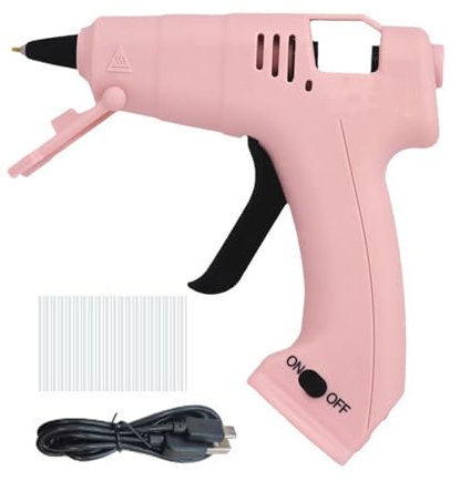Pistolet amorçable chaud, pistolet mini-chaud rapide et frénétique avec 20 bâtons adhésifs chauds, goupille addesivou à chaud avec recharge USB, pistolet à colle chaude rose pour le travail