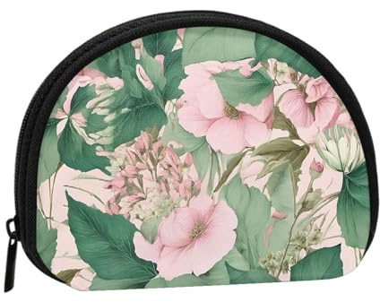 Black Lily Pads Print Printed Mini Coin Purse with Zipper â€“ Small Wallet for Women & Men, Compact Travel Money Organizer