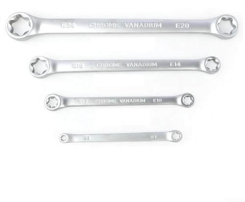 JoyousMall Ringschlüssel, Stern-Doppelschlüssel für Torx-Schraubenschlüssel, E6- E24, E-Typ, doppelseitiger Sechskant, 4 Stück