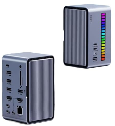 U1000 Ultra USB C Docking Station Dual Monitor LED Strip Light USB-C Hub Type-C Adapter with 8K DP&HDMI, M.2 SSD Enclosure, 100W PD, USB 3.1, SD storage,1000Mbps RJ45 for MacBook Air Pro, Laptop, PC