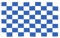 Bandiera a scacchi blu e bianca – 1,5 m – striscione da corsa a scacchi in poliestere 100D con due occhielli in metallo, resistente allo sbiadimento, colori vivaci, 150 x 90 cm