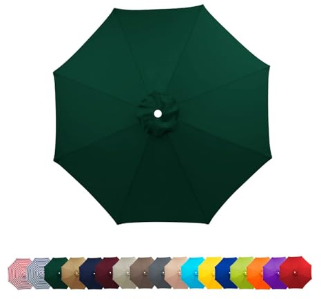Replacement Parasol Canopy 2m-3.5m, Umbrella Replacement Fabric, 6/8 Arms Garden Umbrella Replacement Cover, Patio Replacement Cover for Garden Umbrella Yard Beach(Dark green,3.5m/8-Ribs)