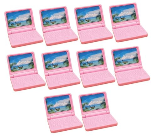 SOPOTUTU 10piezas Mini Computadora Portátil De Juguete Miniatura para Casa De Muñecas Accesorios Simulación De Notebook Rosa para Decoración Infantil