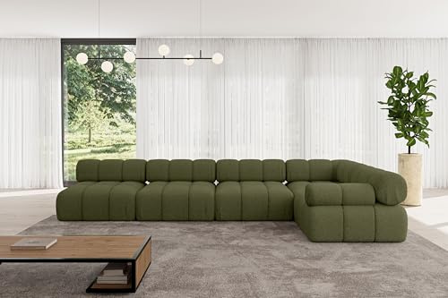 ALTDECOR Modulares Sofa Ecksofa in L-Form Corner modular Sofa Eckcouch Couch Wohnlandschaft Cauchsofa Polstersofa Mende-L3-380x190x70 cm Grün