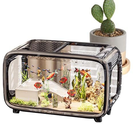 Ahuuen Aquarium Becken - Kleines Aquarium Für Kampffische | Klar-Acryl Behälter Für Wasserschnecken Wasserpflanzen Landschaft Schildkröten