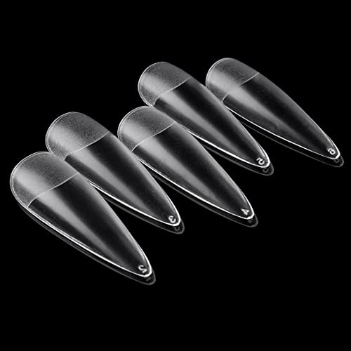 KJMWXOP 120PCS Clear Half Frosted Nails Tip Almond Acrylic Fake Nails Full Cover Ballerina Fake Nails Long Stiletto 12 Sizes For Nail Salons and Home