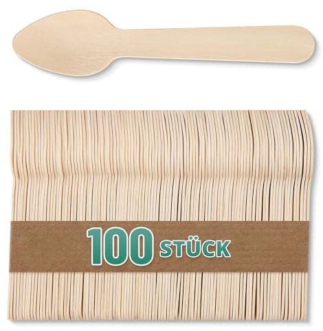 100 kleine Holzlöffel – 11 cm Teelöffel aus Birkenholz – Einweglöffel für Kaffee, Tee & To-Go-Getränke – Kompostierbar, Lebensmittelecht & Plastikfrei – Kaffee Zubehör & Kaffeebar Bedarf