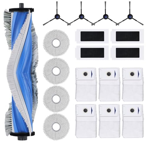 Ecofocet 19PCS Accessoires de rechange pour ECOVACS DEEBOT T30 PRO OMNI Aspirateur Robot, 1 Brosse Principale, 4 Brosses Latérales, 4 Filtres, 4 Serpillières, 6 Sacs à Poussière Antibactériens