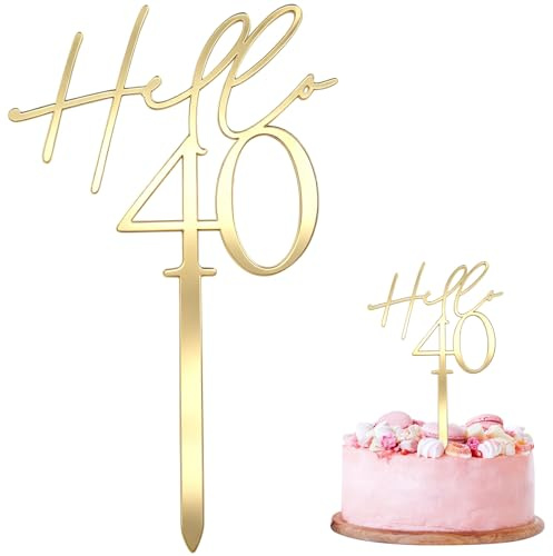 Cake Topper 40 Geburtstag,Tortendeko 40. Geburtstag Deko Frauen Männer,Kuchendeko, Kuchen Topper,Kuchen Deko für 40. Geburtstagsfeier Party 40. Jubiläen,Gold