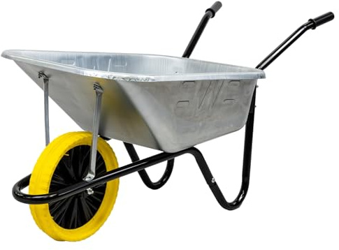 Barrow in a Box Professional 120L Galvanised Wheelbarrow, The Walsall Wheelbarrow Company, Heavy Duty Steel Wheelbarrow with Puncture Proof Wheel