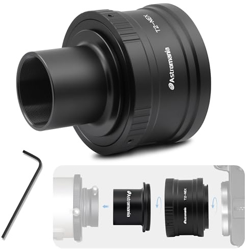 Astromania T/T2 Objektivhalterungsadapterring und M42 auf 1,25 Zoll Teleskopadapter (T-Mount) für Sony-NEX-Kamera – Präzisionsbearbeiteter T2-Adapterring für alle Sony NEX Kompaktsystemkameras