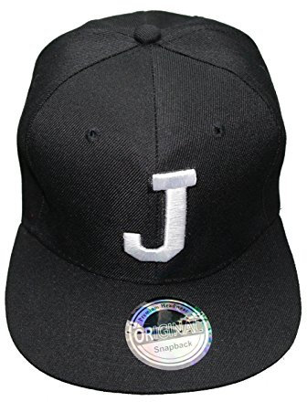Buchstaben Initialen Snapback Cap Black & White (J)