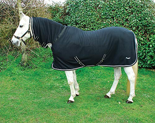 Rhinegold FULL NECK FLEECE RUG, Lightweight Turnout Rugs for Horses - Black 5'3