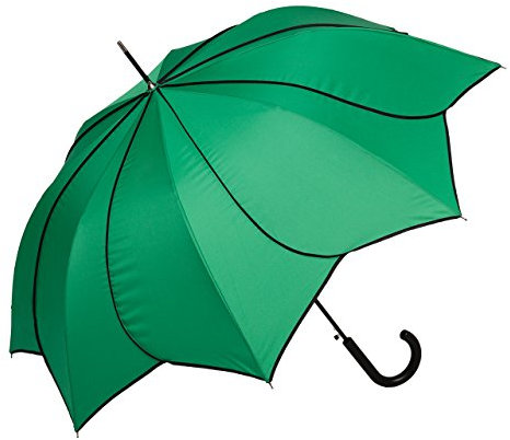 VON LILIENFELD Regenschirm Sonnenschirm Hochzeitsschirm Auf-Automatik Blütenform Minou grün mit schwarzen Ziernähten