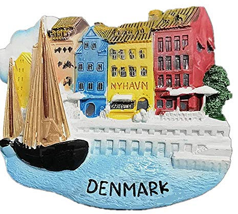 3D-Kühlschrankmagnet, Motiv: Nyhavn Dänemark, Souvenir, Geschenk, Dekoration für Zuhause und Küche, Dänemark, Kühlschrankmagnet