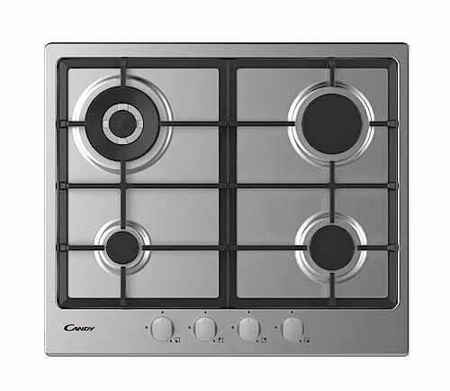 Candy CHG6BR4WX Piano Cottura Gas, Acciaio Inossidabile, Inox, 595 X 510 X 10