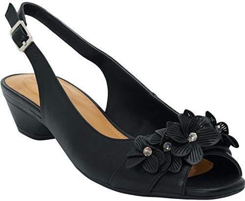 Comfortview Women's The Rider Leather-Like Slingback - 10 W, Black (Wide Widths Available)