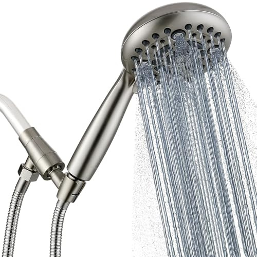 G-Promise Handbrause, Hochdruck-Duschkopf, 6 Sprüheinstellungen, abnehmbarer Handbrause, 12,4 cm Gesicht mit 178,8 cm extra langem flexiblem Schlauch und verstellbarer Metallhalterung