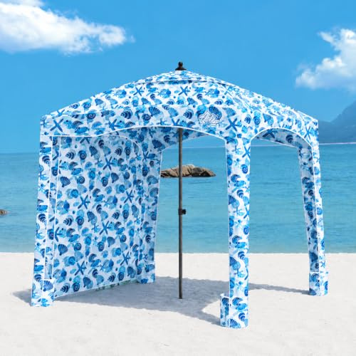 Qipi Beach Cabana – Toldo fácil de Instalar, Impermeable, portátil de 6 x 6 pies, Pared Lateral incluida, Sombra con protección UV UPF 50+, sombrilla definitiva para niños, Familia, Vida Marina