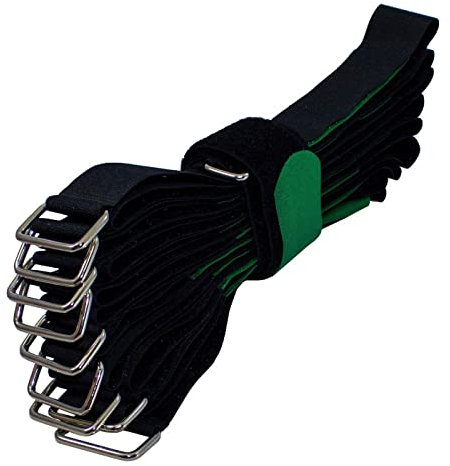 Lumonic 10x Klettbinder 600x38mm normal Schwarz Grün - Wiederverwendbare Kabelbinder aus Klettband - Zum Befestigen oder Kabelmanagement