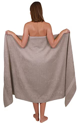 Betz Badetuch groß XXL Größe 100 x 200 cm Badetücher Saunatuch Palermo 100% Baumwolle Farbe Stone