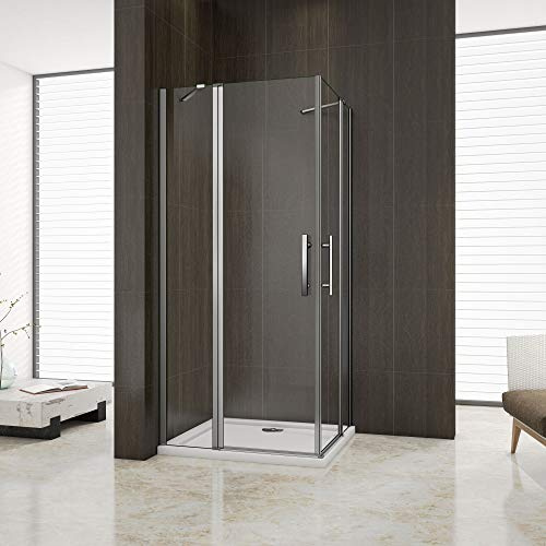 Box Doccia Angolare 90x90x195cm 2 Porte Battente-saloon Vetro Barre | Anticalcare, Trasparente, Stabilizzatrici