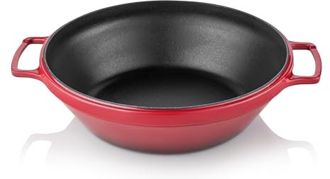 Silver Wok pfanne - 28 cm - 3.5 liter - Gusseisen - 4 Schichten Emaille-Beschichtung