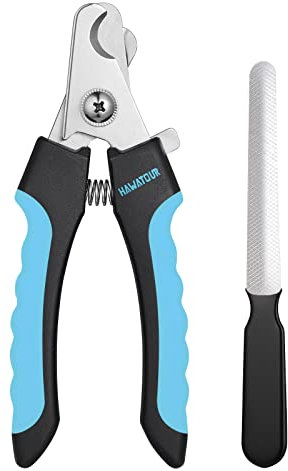 HAWATOUR Dog Nail Clippers, Professional Pet Nail Clipper & Trimmers with Safety Guard to Avoid Over Cutting, Grooming Razor with Nail File for Cat Small Medium Large Dog, Blue