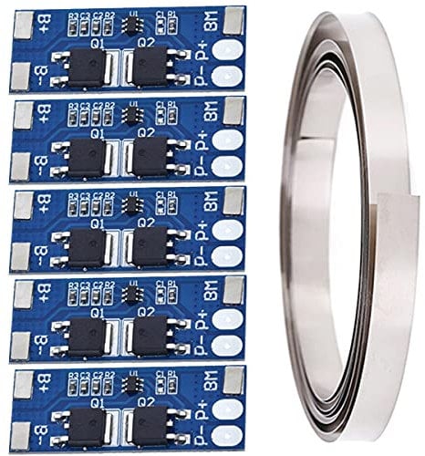 Youmile 5PCS 2S 8A 7.4V Lithium Battery Protection Board 18650 Charger Module BMS PCB Protection Board for Li-ion Lithium Battery Cell with Nickel Strip