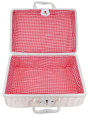 Tomaibaby Rattan Wicker Koffer Wicker Picknick Korb Stroh Lagerung Box mit Griffe Rattan Lagerung Box Reise Koffer Wicker Bin Behindern