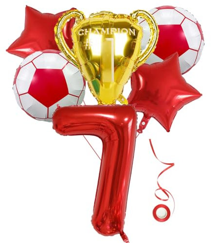 Jxuzh Fussball Geburtstag Fußball Party Deko Zubehör Fußball Geburtstagsdeko Jungen Luftballon 7. Geburtstag Junge Soccer Party Fußball Ballons Deko Stern Ballon Rot Fußballfan Kindergeburtstag