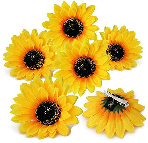 Lot de 6 pinces à cheveux en forme de tournesol jaune - Pour femme et fille - Pour la plage, l'été