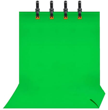 FOUVIN Greenscreen, 3mx3m Green Screen mit 3 Leimzwinge, für Fotografie, für Fotografie, Video und Fernsehen Backdrop für Baby, Kinder, Objekte Fotografie Video Studio.