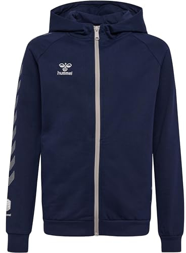 hummel Unisex Kinder Hmlmove Grid Cotton Zip Hoodie Kids Hooded Sweatshirt, Marine, 152 EU