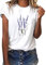 heekpek Sommer T-Shirt Damen Basic T Shirt Bedrucken Rundhalsausschnitt Weiß Oberteile Baumwolle Casual Damen Kurzarm Bluse Tops, Lavendel, M