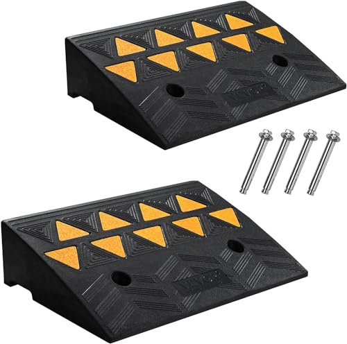 VEVOR Rampe de Seuil Hauteur 12,7 cm 2PCS Rampes Trottoir Caoutchouc Capacité Charge 15 tonnes Rampe Accès Fauteuil Roulant avec Structure Grillagée Stable pour Passage Voitures Motos 48,3x33x12,7 cm