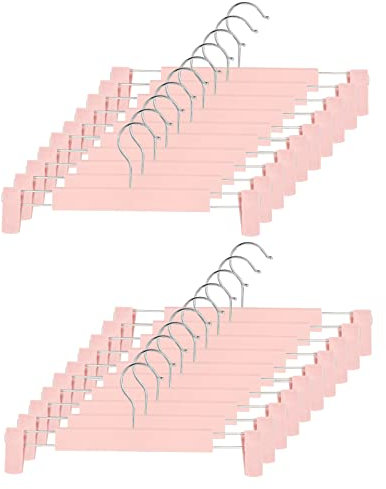GUANJUNE Kleiderbügel,Platzsparende Rockhalter mit 360 ° Schwenkhaken,Verstellbare Clips Hosenbügel,Kleidung Mantel Kleidungsstück Jeans Kleiderbügel (20er Pack, Rosa)