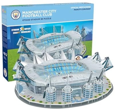 ETIHAD Stadium 3D Puzzle - Blaue Arena Manchester - 3D Fußballstadion für Kinder und Erwachsene - Kindertag Geschenkidee - 132 Elemente