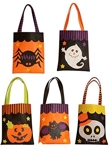 Boodtag Halloween Dekoration Kürbis Fledermaus Totenkopf Taschen Kinder Geschenk Tüte Tragetasche für Bonbons Schokolade Süßigkeiten