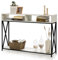 LIFEZEAL Tables de Console avec 2 Compartiments, Table d'Entrée en Bois, Cadre en Métal, Console Meuble Style Industriel, 120 x 23 x 79 cm pour Salon Couloir et Chambre (Blanc)
