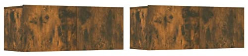 vidaXL 2X TV Schrank Hängend Wandschrank Hängeschrank Fernsehschrank Lowboard Fernsehtisch TV Möbel HiFi-Schrank Räuchereiche 80x30x30cm Holzwerkstoff